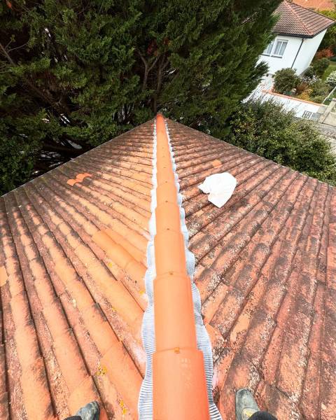 Travaux de couverture : Remplacement d’un faîtage bâti en faîtage à sec chez un client à Muret en Haute Garonne