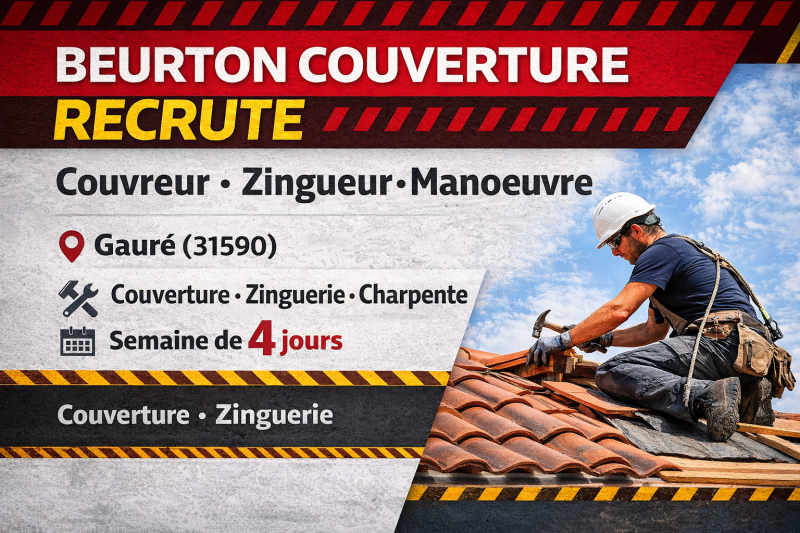 Recrutement couvreur zingueur et aide couvreur près de Toulouse – Beurton Couverture